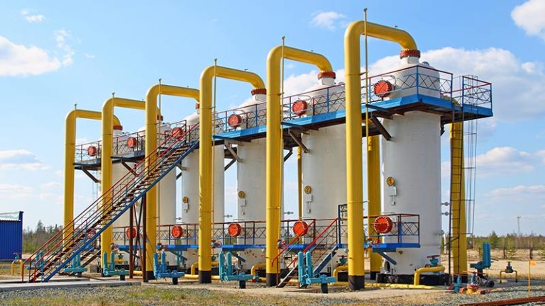 Outdoor silos with piping