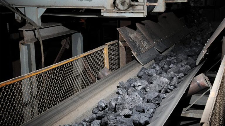Conveyor of rocks exiting mine
